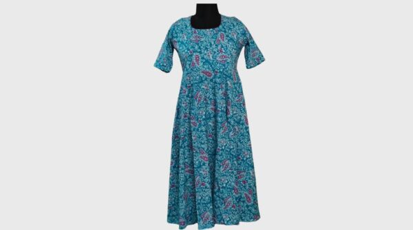 Blue with Red Floral Print